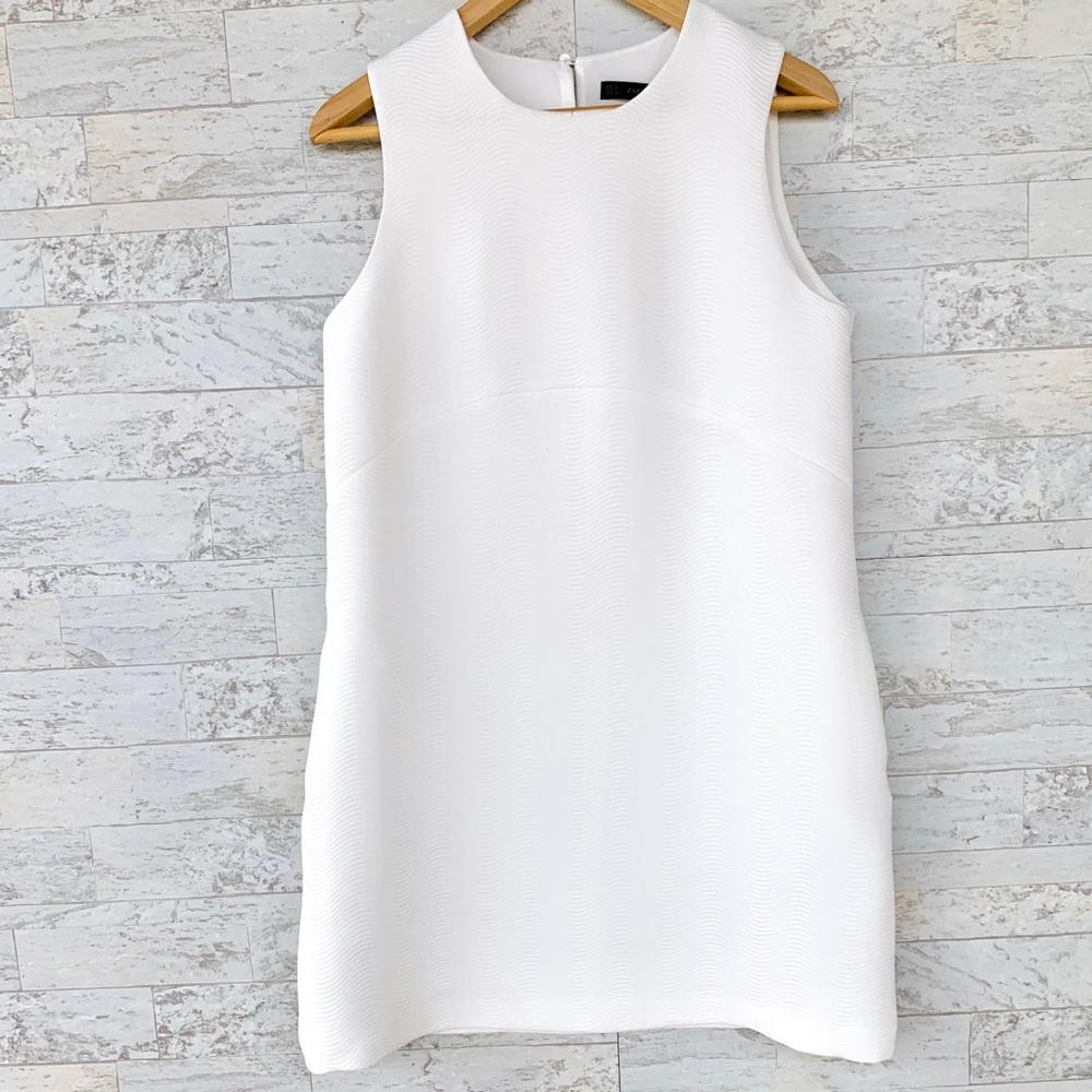 Zara Basic White Ribbed Dress Size Large
